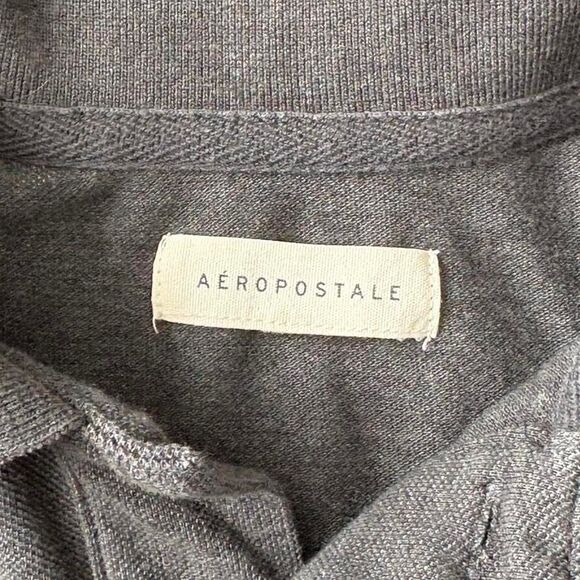 Aeropostale Grey and White Polo Shirt Vintage Y2k Preppy Aeropostale - Picture 5 of 6